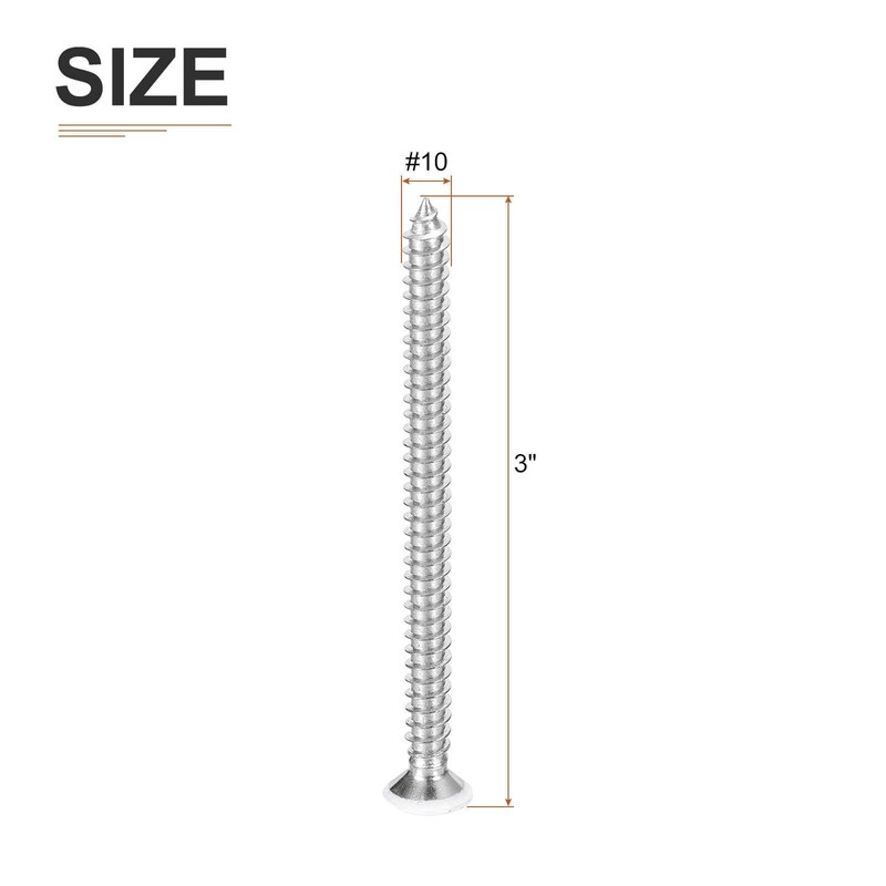 DTGN 50Pcs #10x3 Flat Head Wood Screws, 304 Stainless Steel