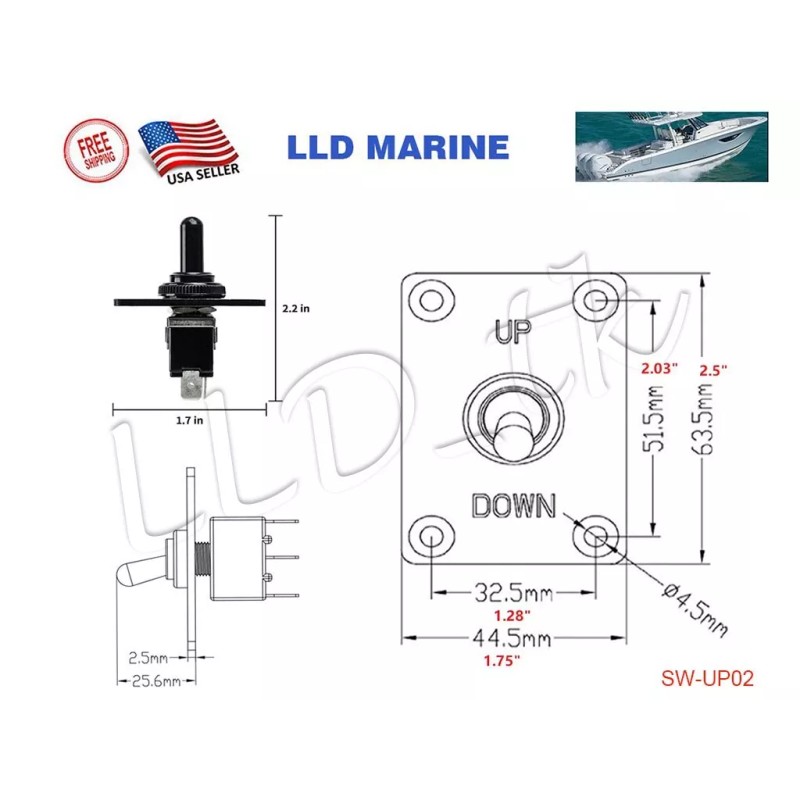 LLD_TK Marine Boat Tilt Trim Toggle Up Down ON OFF