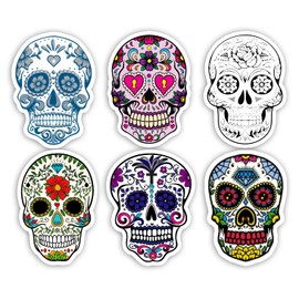 Mexican Sugar Skulls Vinyl Sticker Pack Dia de Los Muertos Day of The Dead Stickers 3 inch
