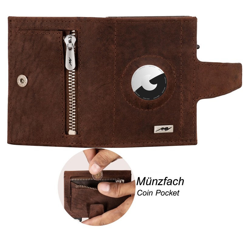 Marc Peter® Chicago Leather Push Air Slim Wallet - Airtag