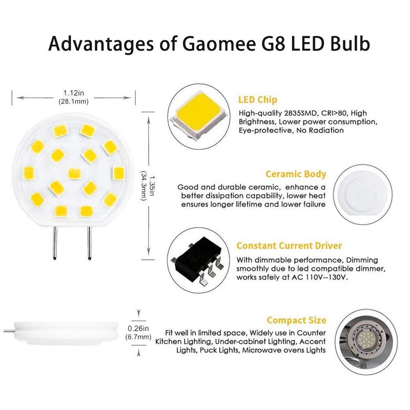 G8 LED Bulb Dimmable 3W Mini Thin Puck Light Bulbs
