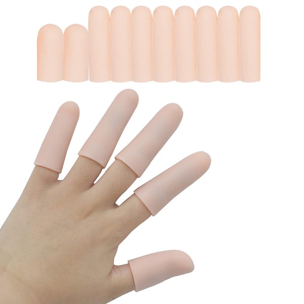 10 Pieces Gel Finger Cots, Finger Protector Support Finger Sleeves Great for Trigger Finger, Hand Eczema, Finger Cracking, Finger Arthritis.