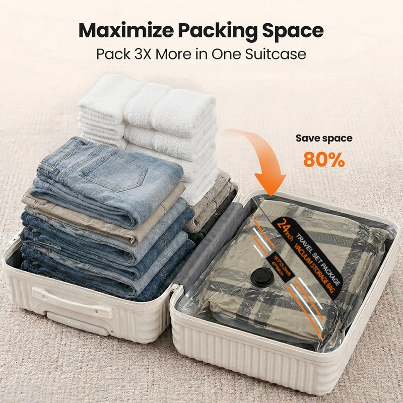LEAFORY Travel Vacuum Storage Bags with Cordless Rechargeable Electric Pump,