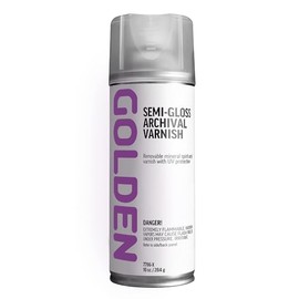 Semi-Gloss Archival Varnish by GOLDEN, 10 oz. Aerosol Can, Professional Acrylic Varnish