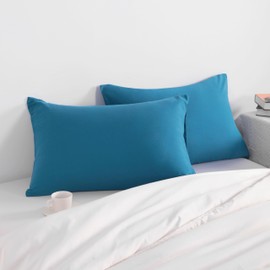 NTBAY Toddler Pillow Cases Set of 2, 2 Pack Brushed Microfiber 14x20 Pillow Cases, Soft, Wrinkle, Fade, Stain Resistant Teal Blue Pillow Cases with Envelope Closure, 14x20 Inches, Teal Blue