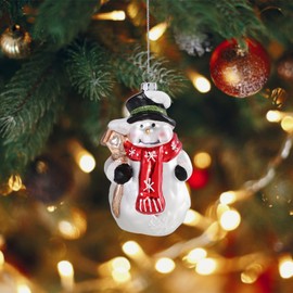 WONDER GARDEN Hand Blown Glass Ornaments for Christmas Tree, Vintage Snowman Hanging Ornaments Christmas Tree Decoration