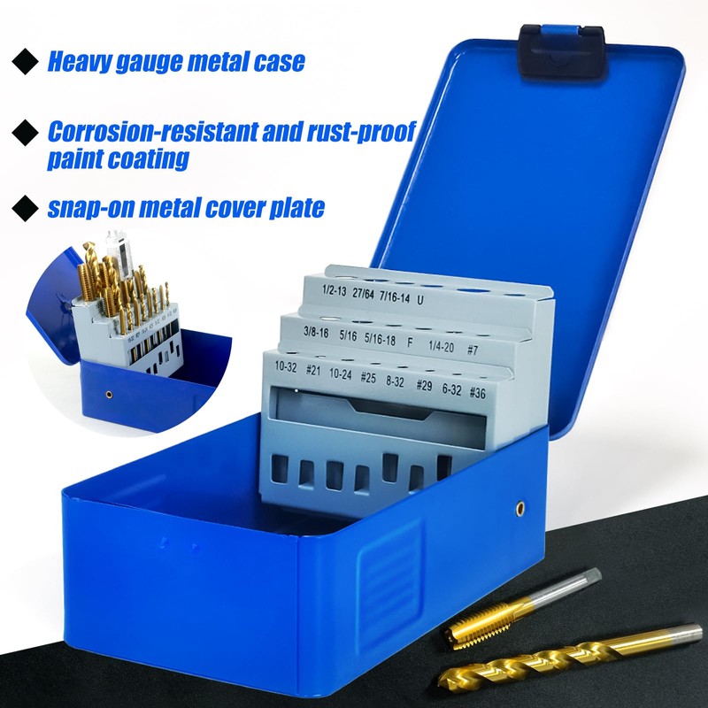 RURITKIT Tap and Drill Index/Case, Tap Drill Bit Index Box,