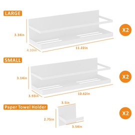 Roysili Spice Rack Magnetic Spice Rack for Refrigerator Magnetic Shelves for Fridge With Magnetic Paper Towel Holder 4 Pack White