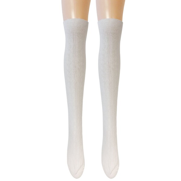 allydrew Wrapables® Women's Cable Knit Knee High Boot Socks, Cream