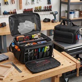 14-Inch Heavy-Duty Tool Bag for Tool Organization – Portable Polyester Storage with Non-Slip Base for Home and Jobsite