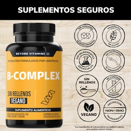 B-Complex | Vitaminas Complejo B Premium | 100% Vegano | Sin rellenos | Suplementos Beyond Vitamins -60 cápsulas