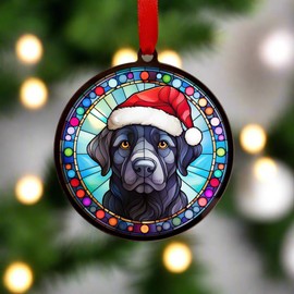 Image Industry Labrador Black in Santa Hat Suncatcher Decoration - Christmas Tree Bauble - Dog Lovers - Stocking Filler - Baubles