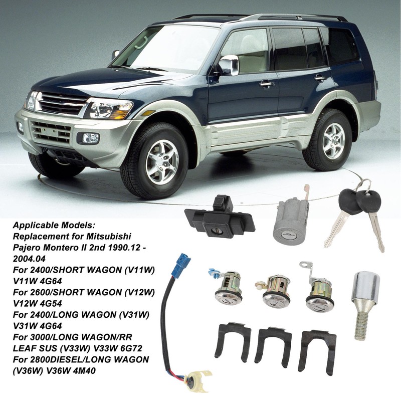 Car Full Lock Cylinder Key Set MR259111 Replacement for Mitsubishi