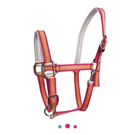 JWODVNTH Adjustable Horse Halter with PP Webbing, Durable Horse Halters with Zinc Alloy Hardware, Horses Training Equipment to Prevent Friction for Training, Competitions ＆ Daily (X-Full, Pink)