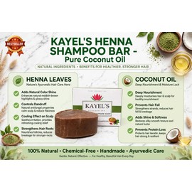 Kayel's Herbal Handmade Henna Shampoo Bar - Healthy Scalp Nourishing Hair Hair Growth - No Paraben No SLS/Sles No Animal Fat No Artificial Colourant