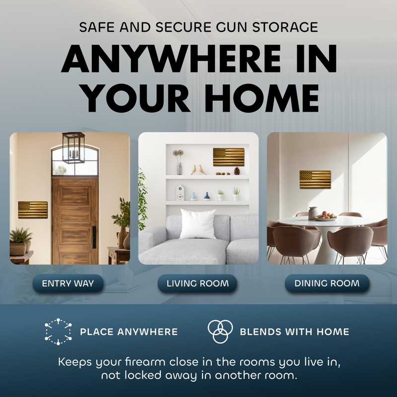 American Flag Hidden Gun Safe - Quick Access Hidden Gun