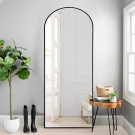 NeuType NeuType Arched Full Length Mirror Standing Hanging or Leaning Against Wall, Oversized Large Bedroom Mirror Floor Mirror Dressing Mirror, Aluminum Alloy Thin Frame, Black, 65"x22"