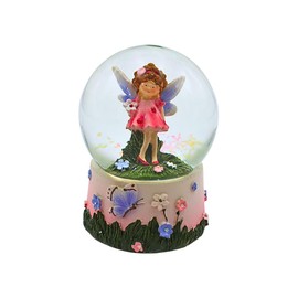 Dekohelden24 Snow globe, shaking globe, mythical creatures - snow globe with flower girl, elf ball with flowers, fairy ball for shaking with colourful glitter and flowers, L/W/H 6 x 6 x 9 cm.