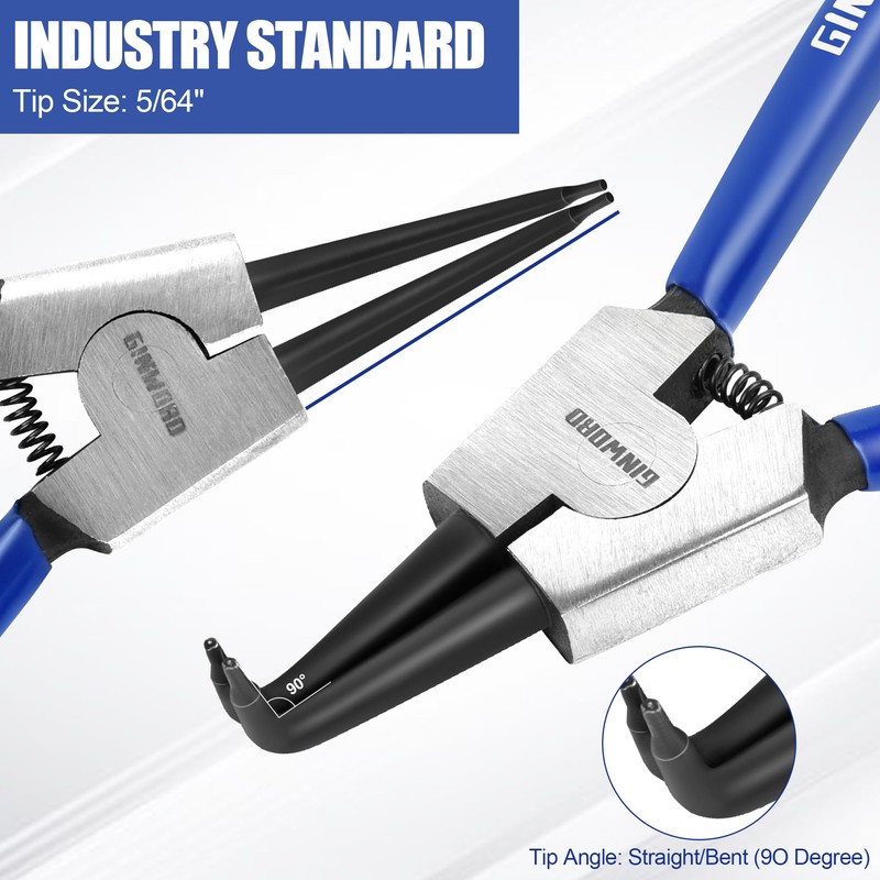 GINWORD 7-inch 4 Pcs Snap Ring Pliers Set, Circlip Pliers