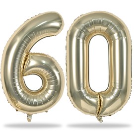 60th Birthday Balloons Champagne Gold for Women, 40 Inch Giant Foil Number 60 Balloons Self Inflating, Light Gold Digit 6 & 0 Helium Balloons for Men 60th Anniversary Party Decorations Supplies