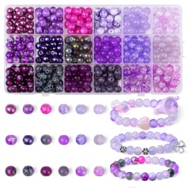 AWARDSEN Glass Beads 8mm, 360PCS Glass Beads Bulk for Bracelet Making Jewellery Making Kit Kandi Purple Series for Crafting Bracelets, Necklaces, DIY Projects, Easter Craft for Mothers Day Gifts