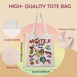 Monster Lover Tote Bag Monster Gift For Women Horror Movie Gift Spooky Season Gifts Monster Lover Shopping Bag (MONSTER Lover ca)