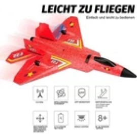 Unbranded Red Fighter F22 Airplane 2.4G Remote Control Plane 2CH 3-Axis Gyro Glider LED