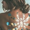Yesallwas Tattoo Stickers, Gold, Sparkling, Realistic, Large, Set of 8,