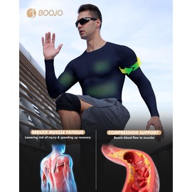Compression Shirts for Men - Long Sleeve Black Workout Base Layer Athletic Gym Tops Quick Dry Running Undershirts