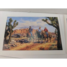 Patricia Paulk BLANK Notecards & Envelopes 18 Pk. Painting "Three Companions" Cowboys 5" x 7"