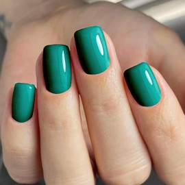 Red Press on Nails | Short Square Fake Nails,Reusable Glossy Acrylic Nails,Solid Color False Nails with Jelly Glue,Stick on Nails for Women | Nails Press Ons 12 Sizes-24Pcs