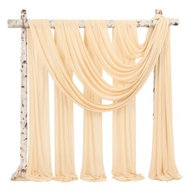 Showgeous Wedding Arch Draping Fabric 2 Panels 28" x20Ft Champagne Chiffon Fabric Drapery Wedding Arch Drapes Chiffon Sheer Backdrop Curtains for Arbor Wedding Archway Ceremony Ceiling Decorations
