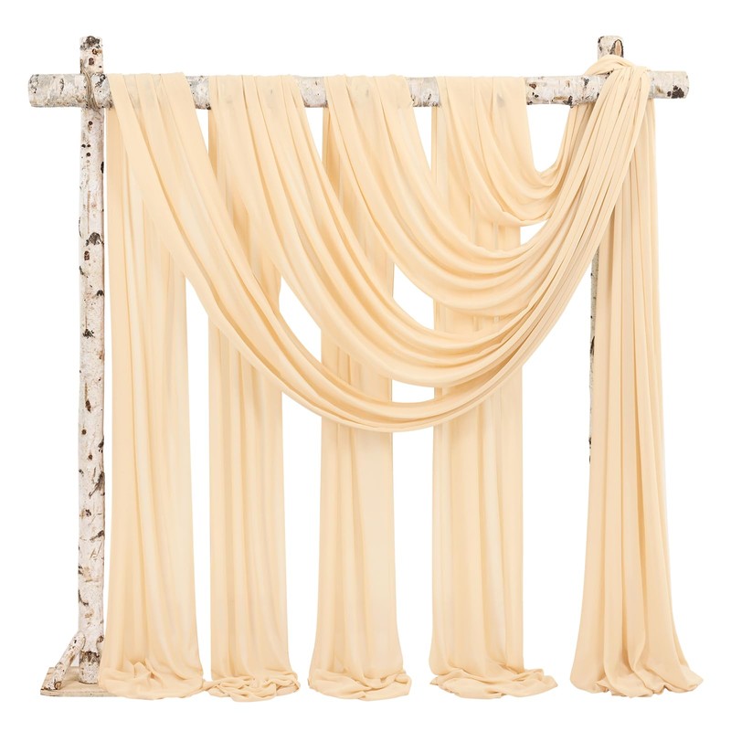 Showgeous Wedding Arch Draping Fabric 2 Panels 28" x20Ft Champagne