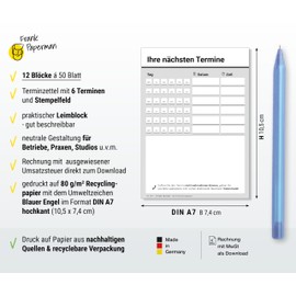 Frank Paperman® | 600 Appointment Notes | 12 x Appointment Pads of 50 Sheets | Black | 6 Appointments per Note | for Doctors / Healing Practitioners Physio Massage Studios and Much More