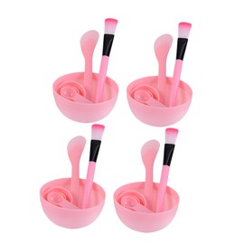 OHPHCALL 4sets Facial Mask Bowl Makeup Spatula Tool Cream Skin Facial Bowl Mask Measuring Spoon Facial Stick Facial Mask Brush Bowl Stick Facial Brush Mask Mixing Tool Mask for Facials Pink