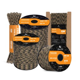 Abma Cord Paracord 550, Nylon Rope Paracord, 4 mm Cords (15 m - 30 m - 50 m - 100 m) with 7 Cores, Type III Survival Parachute Cord, Top 45 Hot Colours - Max. 250 kg - Tactical Camo, 15 m