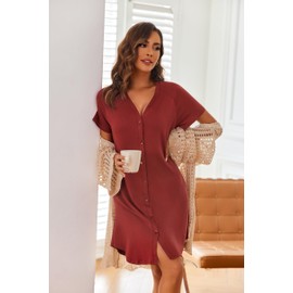 Ekouaer 3 Pack Button Front Nightgown Short Sleeve Nightshirt Labor Delivery Gown Oversized Sleepshirt with PocketsGP3 X-Large