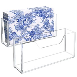 Acrylic Guest Towel Napkin Holder for Table, 2pcs Clear Disposable Hand Towel Holder for Bathroom, Washbasin Side Waterproof Tissue Dispenser for Home, Kitchen, Restaurant and Hotel