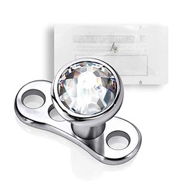 WARRIOR® Sterile Piercing Titanium Dermal Anchor G23 ASTM F136-13 with 4 mm Crystal (PTZ-01) (White, Height 2.0 mm)