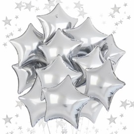 Silver Star Balloons,12PCS 18 Inches Star Foil Helium Balloons Silver Star Birthday Balloons Set for Birthday Party Graduation Baby Shower Wedding Anniversary Decorations