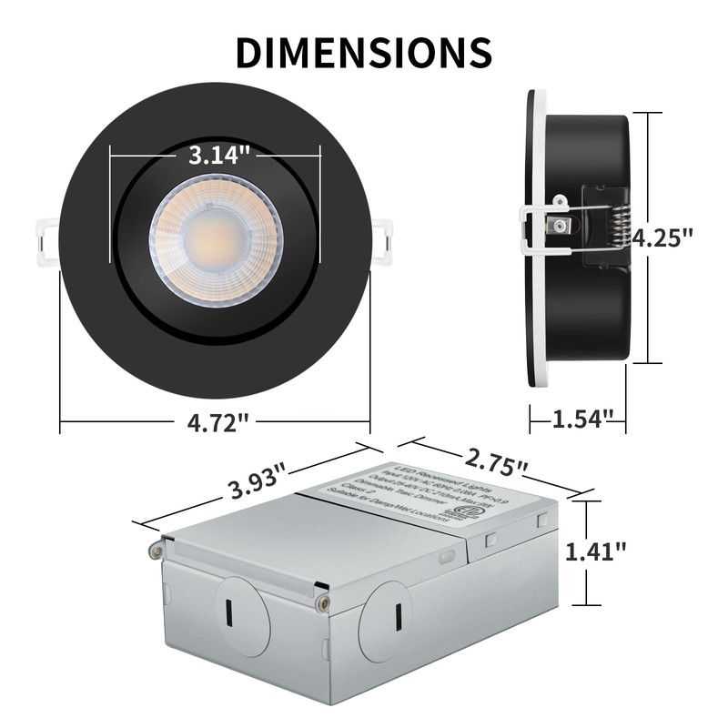 KnLnny Ware Black Gimbal recessed Lights 4 Inch 6 Pack,