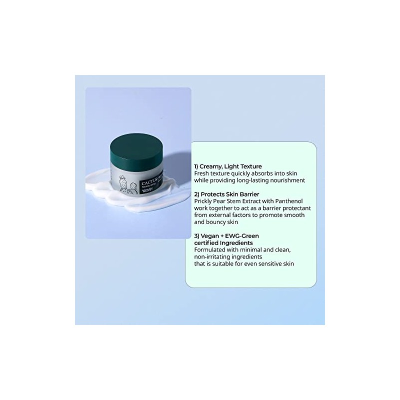 YADAH Crema de cactus 1.69 onzas líquidas – Hidratante facial
