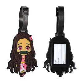 Luggage Tag for Suitcases Bag Baggage Travel Tags Identifiers Cute Kawaii Anime Character Funny Fun Large Silicone Name Luggage ID Tags for Kids Women Girls Men XLP-0611-5