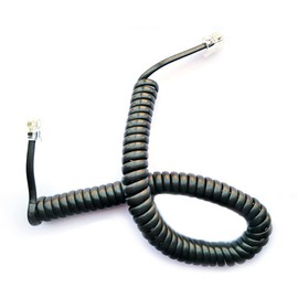 NiftyPlaza - Telephone Handset Cord 2M Modular Coiled Black Curly Cord RJ11 Telephone Line 4P4C Universally Compatible (1 Pack)
