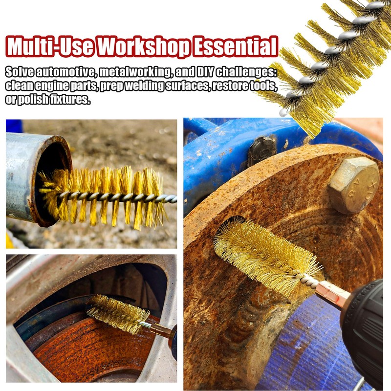 Attoshow 16-Piece Bore Brush Set - Brass Drill Wire Bore