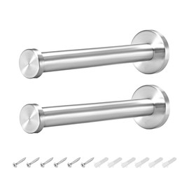 uxcell 2Pcs Wall Mounted Hook Robe Hooks Single Towel Hanger with Screws, Stainless Steel, (5.79Inch, Silver)