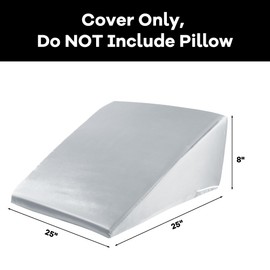 HOMBYS Satin Bed Wedge Pillow Cover Silky & Smooth Wedge Pillowcase 1 Pack 24x24x7.5, Soft & Breathable, Removable & Machine Washable-Zipper Design (Pillow Not Include), Light Grey