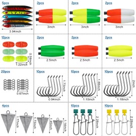 Catfish Rig Making Kit Catfish Rig Accessories Catfish Lures Fishing Hook Swivels Sinker Slides Weight EVA Peg Float Rattle Beads with Tackle Box 103pcs