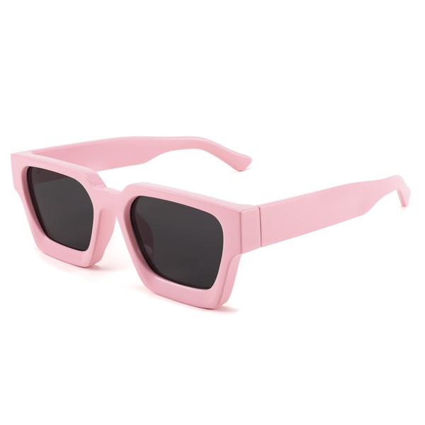 FEISEDY Retro 90s Square Sunglasses for Women Men Trendy Chunky