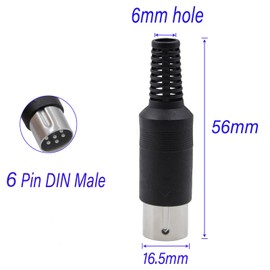 SHUKEFER 6 Pin DIN Connector 2PCS 6 Pin DIN Male Plug + 2PCS 6 Pin din Female Plug Soldering Connector for Audio Video AV MIDI Cable Adapter Keyboard